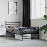 Vidaxl bedframe met hoofd- en voeteneinde metaal zwart 90x200 cm