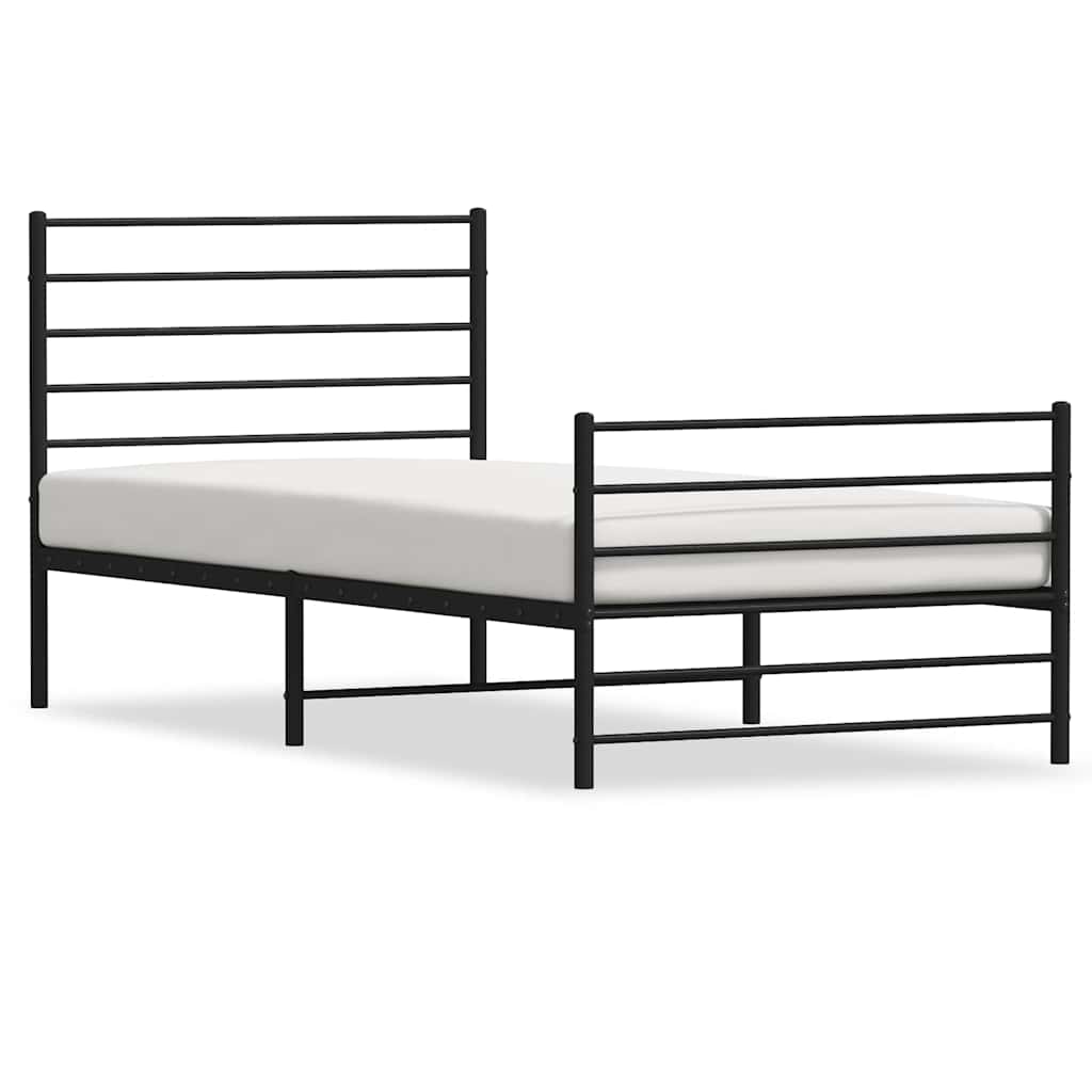 Vidaxl bedframe met hoofd- en voeteneinde metaal zwart 100x200 cm