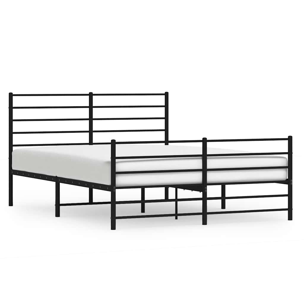Vidaxl bedframe met hoofd- en voeteneinde metaal zwart 120x190 cm