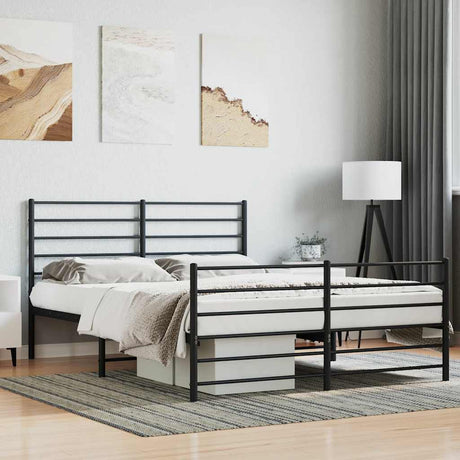 Vidaxl bedframe met voetbord zonder matras metaal zwart 160x200 cm