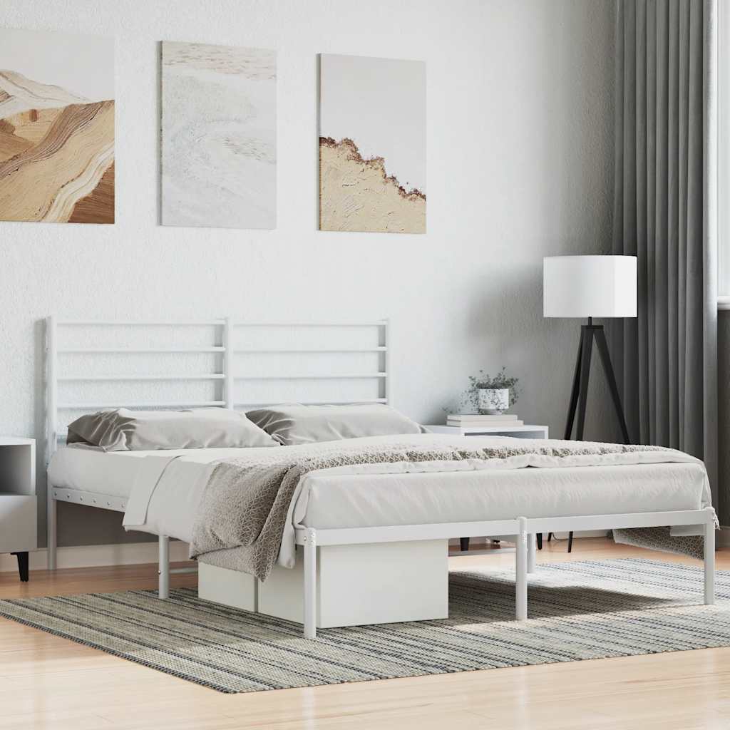 Vidaxl bedframe met hoofdbord metaal wit 120x190 cm