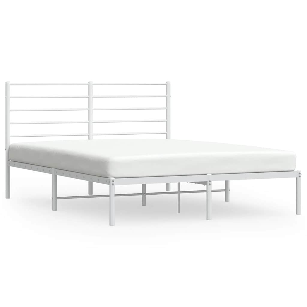 Vidaxl bedframe met hoofdbord metaal wit 140x200 cm