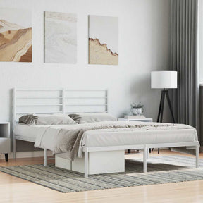 Vidaxl bedframe met hoofdbord metaal wit 160x200 cm