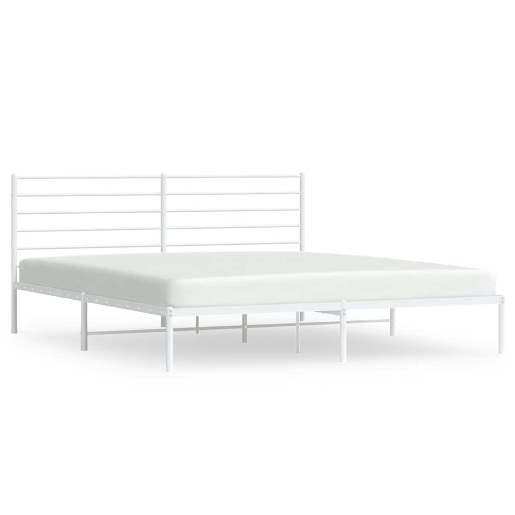Vidaxl bedframe met hoofdbord metaal wit 183x213 cm