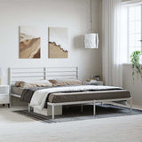 Vidaxl bedframe met hoofdbord metaal wit 193x203 cm