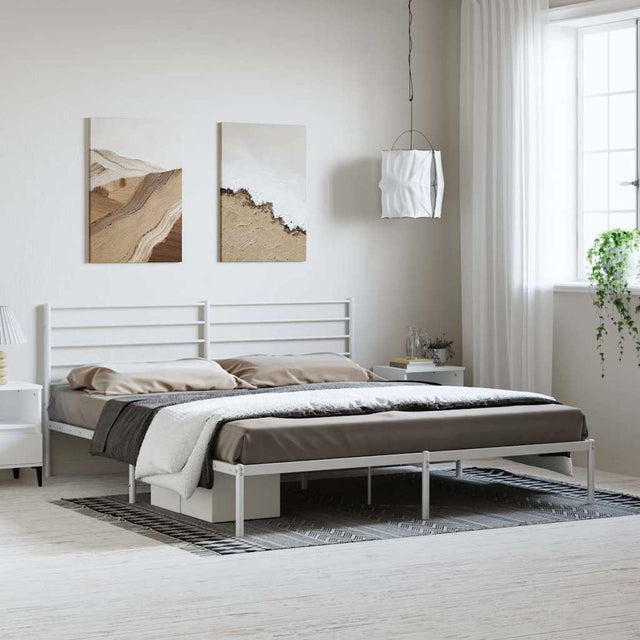 Vidaxl bedframe met hoofdbord metaal wit 193x203 cm