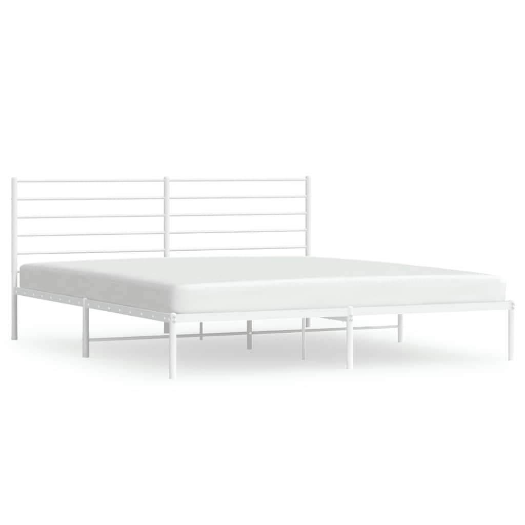 Vidaxl bedframe met hoofdbord metaal wit 200x200 cm