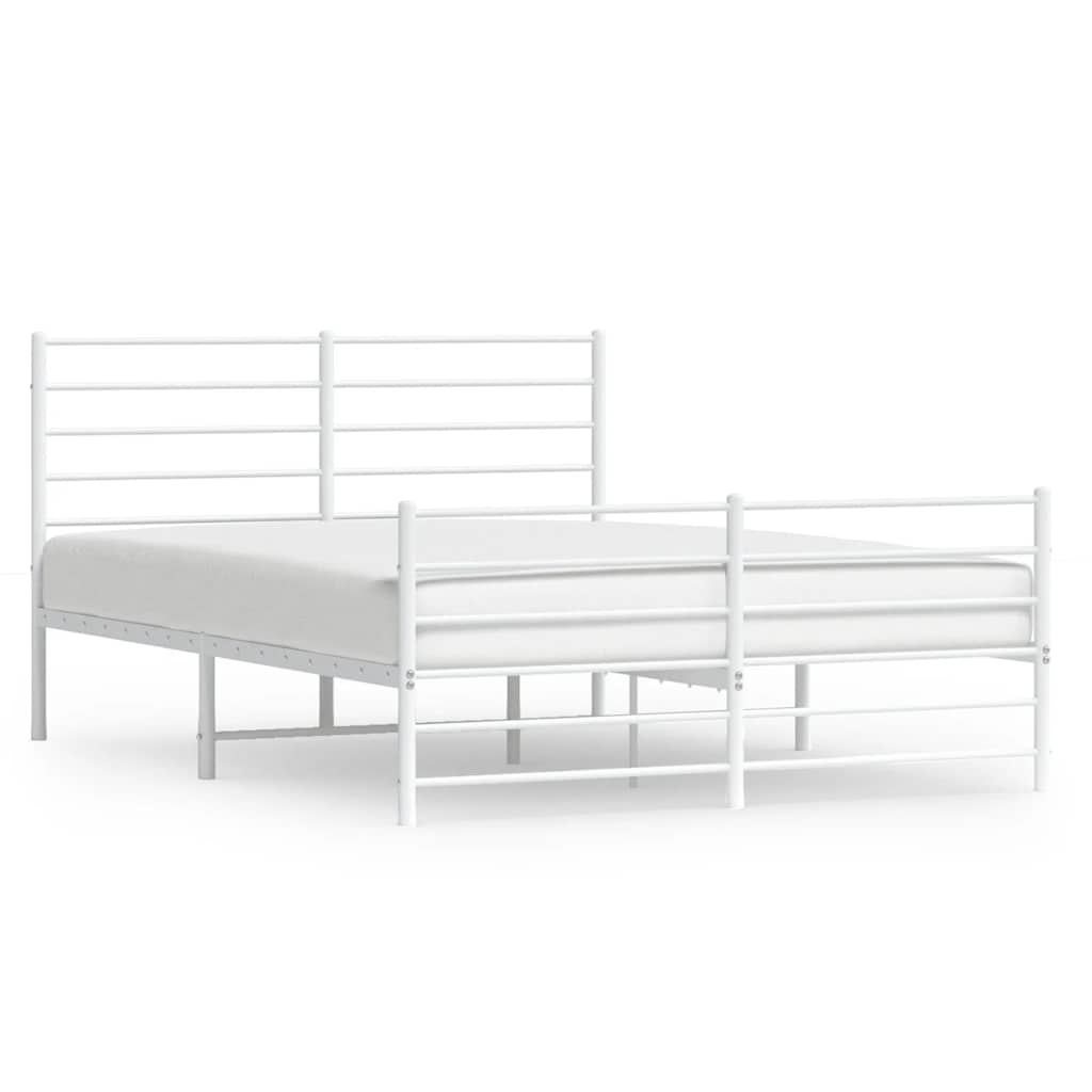 Vidaxl bedframe met hoofd- en voeteneinde metaal wit 140x190 cm