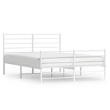 Vidaxl bedframe met hoofd- en voeteneinde metaal wit 140x190 cm