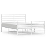 Vidaxl bedframe met hoofd- en voeteneinde metaal wit 150x200 cm