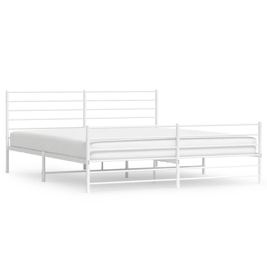 Vidaxl bedframe met hoofd- en voeteneinde metaal wit 193x203 cm