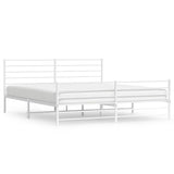 Vidaxl bedframe met hoofd- en voeteneinde metaal wit 193x203 cm