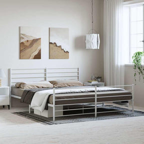 Vidaxl bedframe met hoofd- en voeteneinde metaal wit 193x203 cm