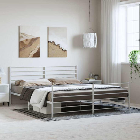 Vidaxl bedframe met hoofd- en voeteneinde metaal wit 193x203 cm