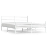 Vidaxl bedframe met hoofd- en voeteneinde metaal wit 200x200 cm