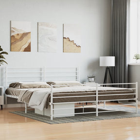 Vidaxl bedframe met hoofd- en voeteneinde metaal wit 200x200 cm