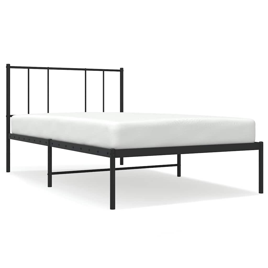 Vidaxl bedframe met hoofdbord metaal zwart 100x190 cm