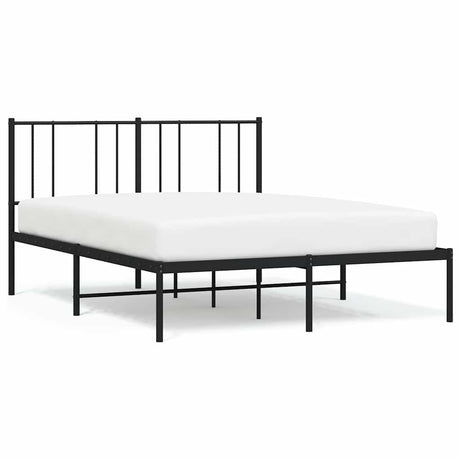 Vidaxl bedframe met hoofdbord metaal zwart 135x190 cm