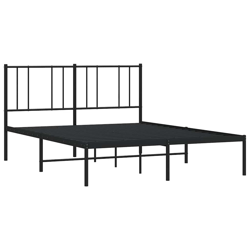 Vidaxl bedframe met hoofdbord metaal zwart 160x200 cm