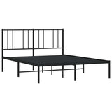 Vidaxl bedframe met hoofdbord metaal zwart 160x200 cm