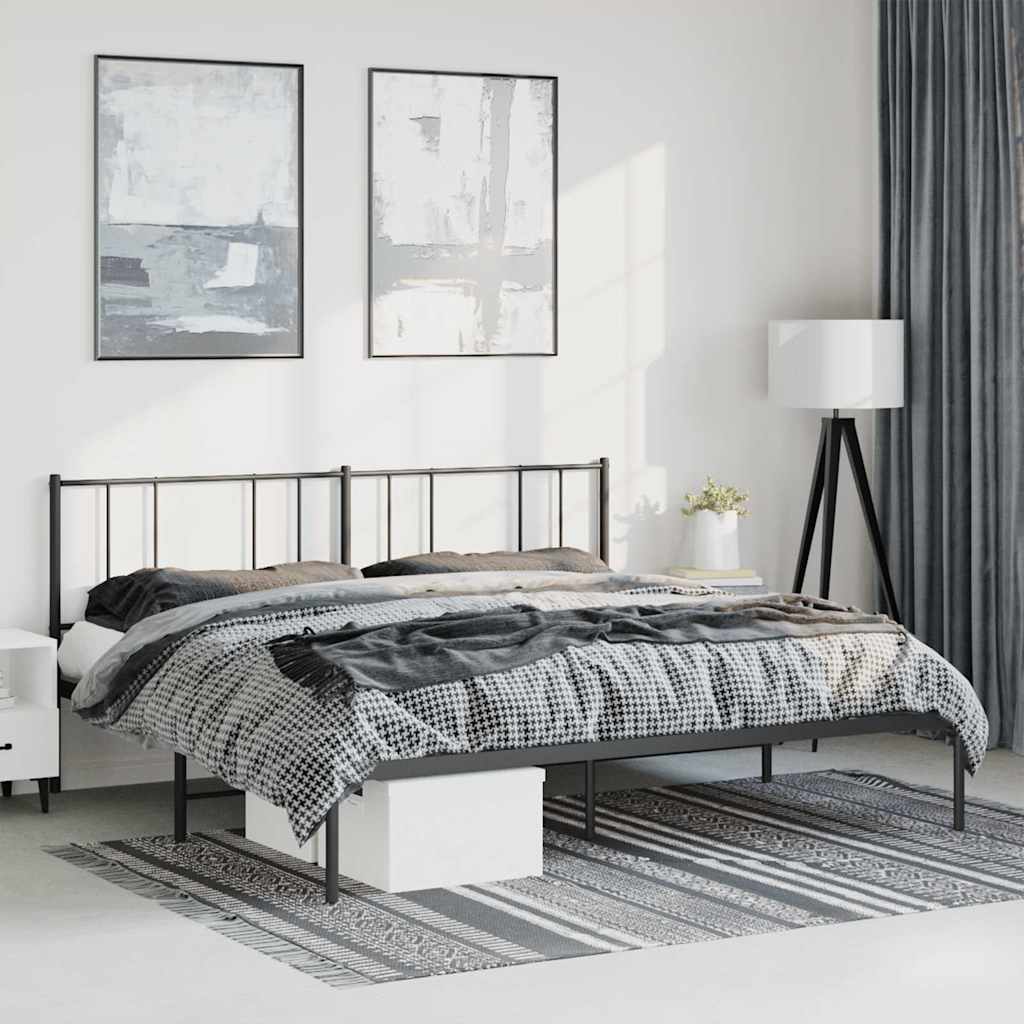 Vidaxl bedframe met hoofdbord metaal zwart 193x203 cm