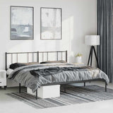 Vidaxl bedframe met hoofdbord metaal zwart 193x203 cm