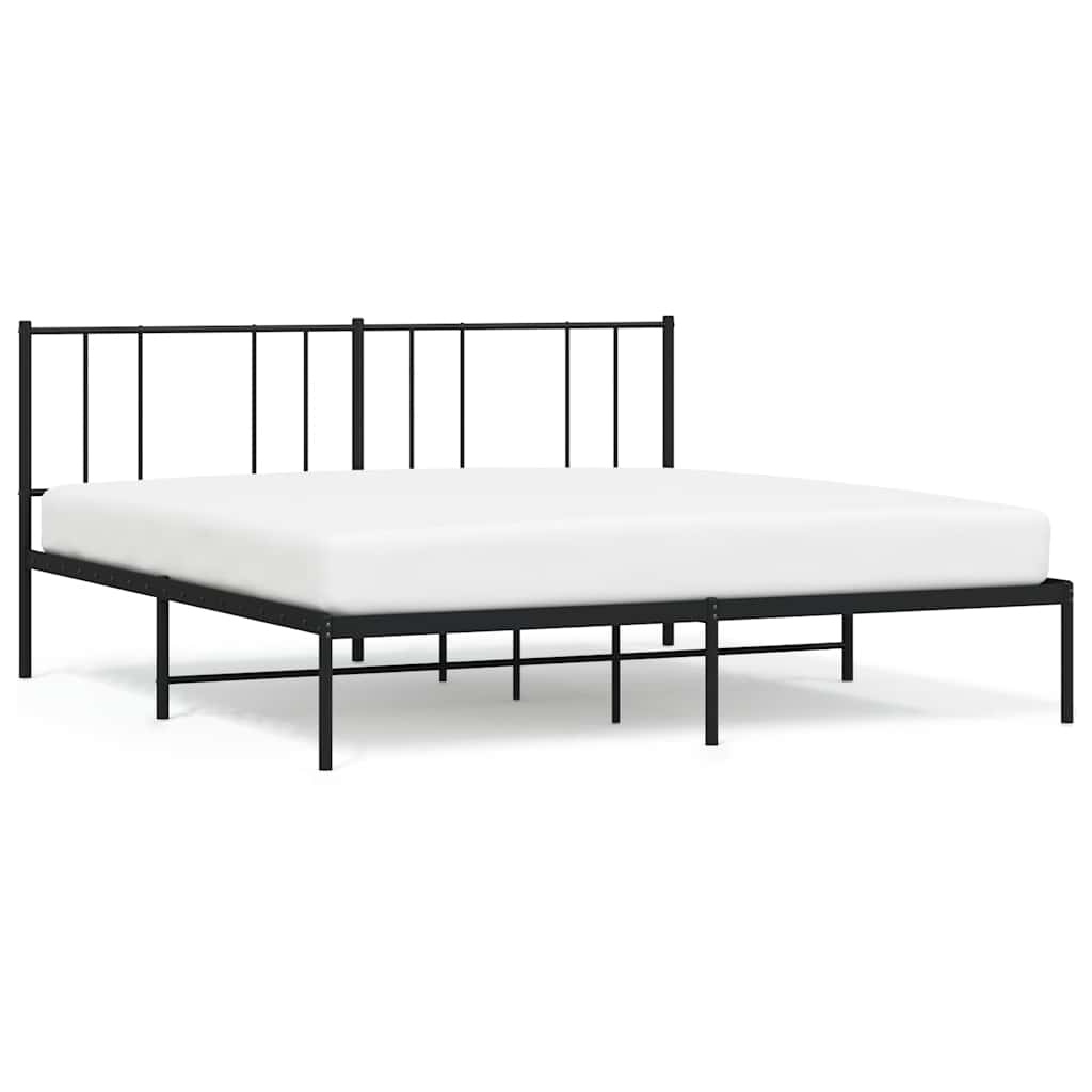 Vidaxl bedframe met hoofdbord metaal zwart 200x200 cm