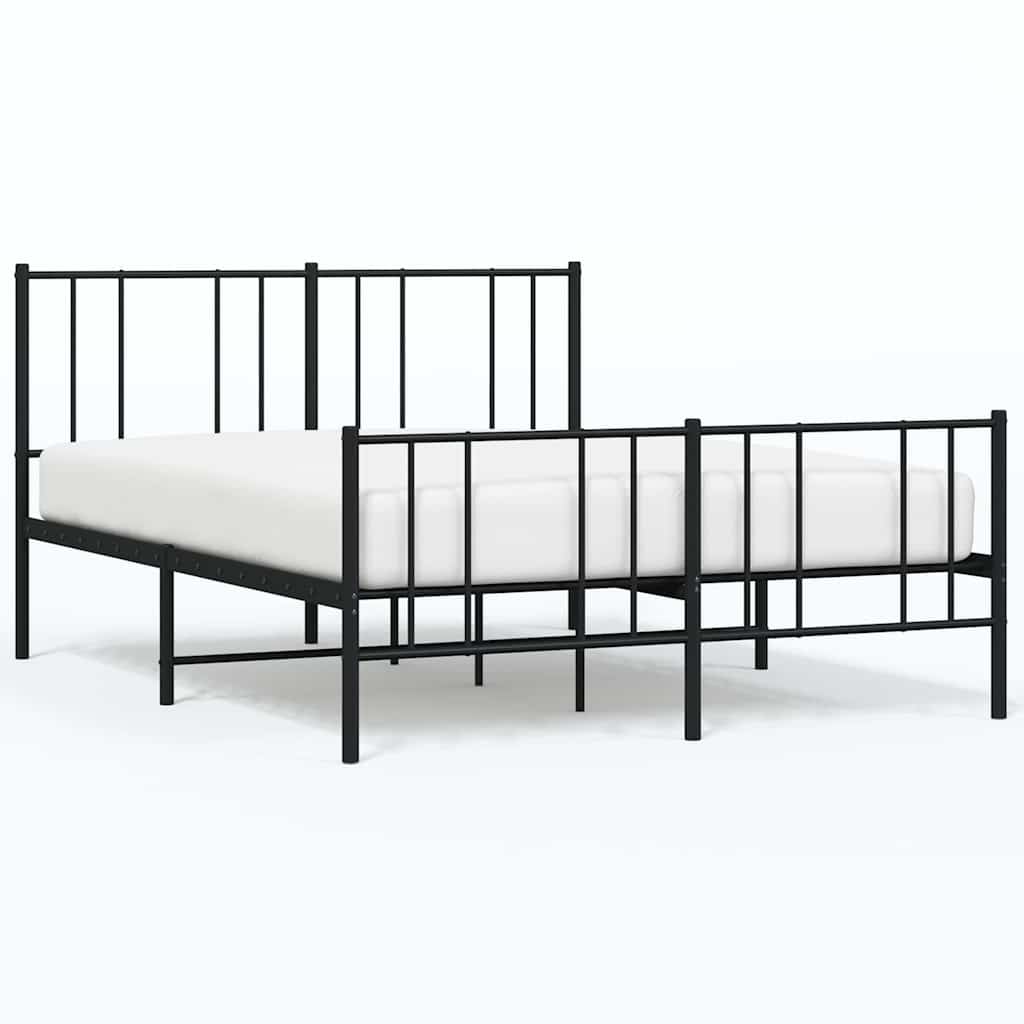 Vidaxl bedframe met hoofd- en voeteneinde metaal zwart 120x190 cm