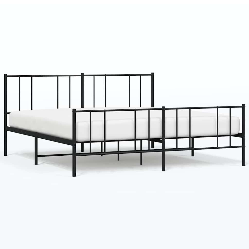 Vidaxl bedframe met hoofd- en voeteneinde metaal zwart 183x213 cm