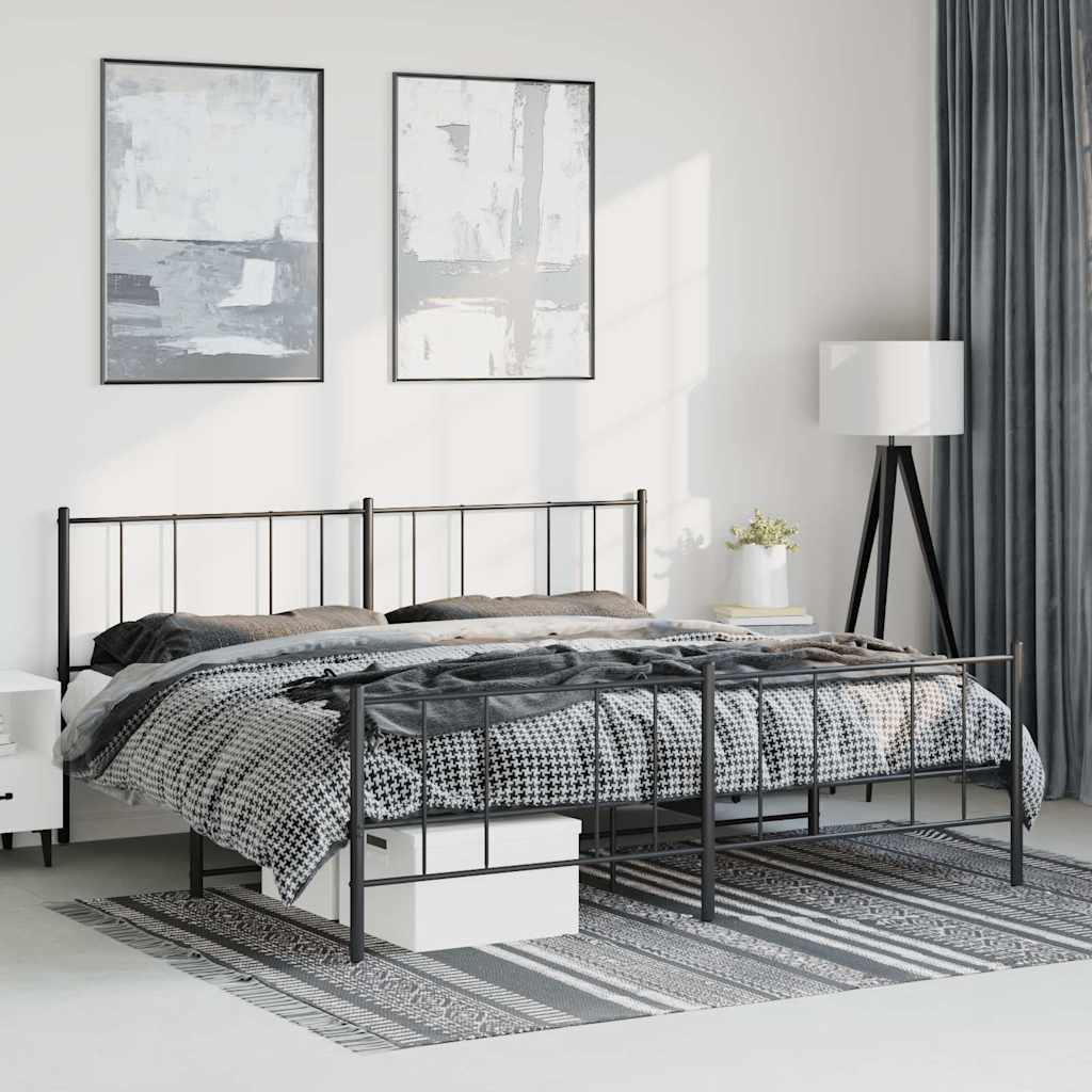 Vidaxl bedframe met hoofd- en voeteneinde metaal zwart 183x213 cm