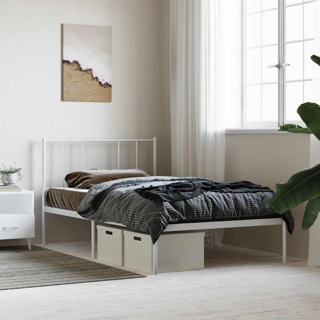 Vidaxl bedframe met hoofdbord metaal wit 80x200 cm