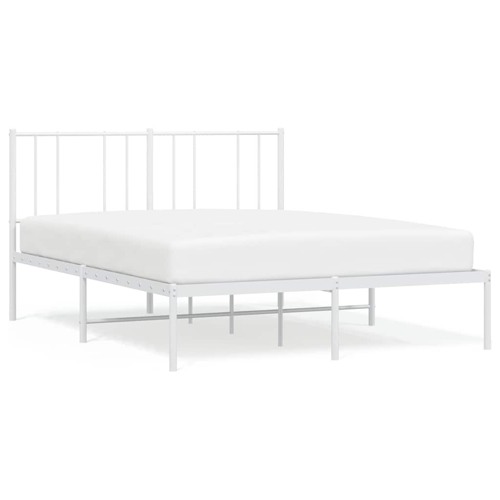 Vidaxl bedframe met hoofdbord metaal wit 135x190 cm