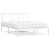 Vidaxl bedframe met hoofdbord metaal wit 135x190 cm