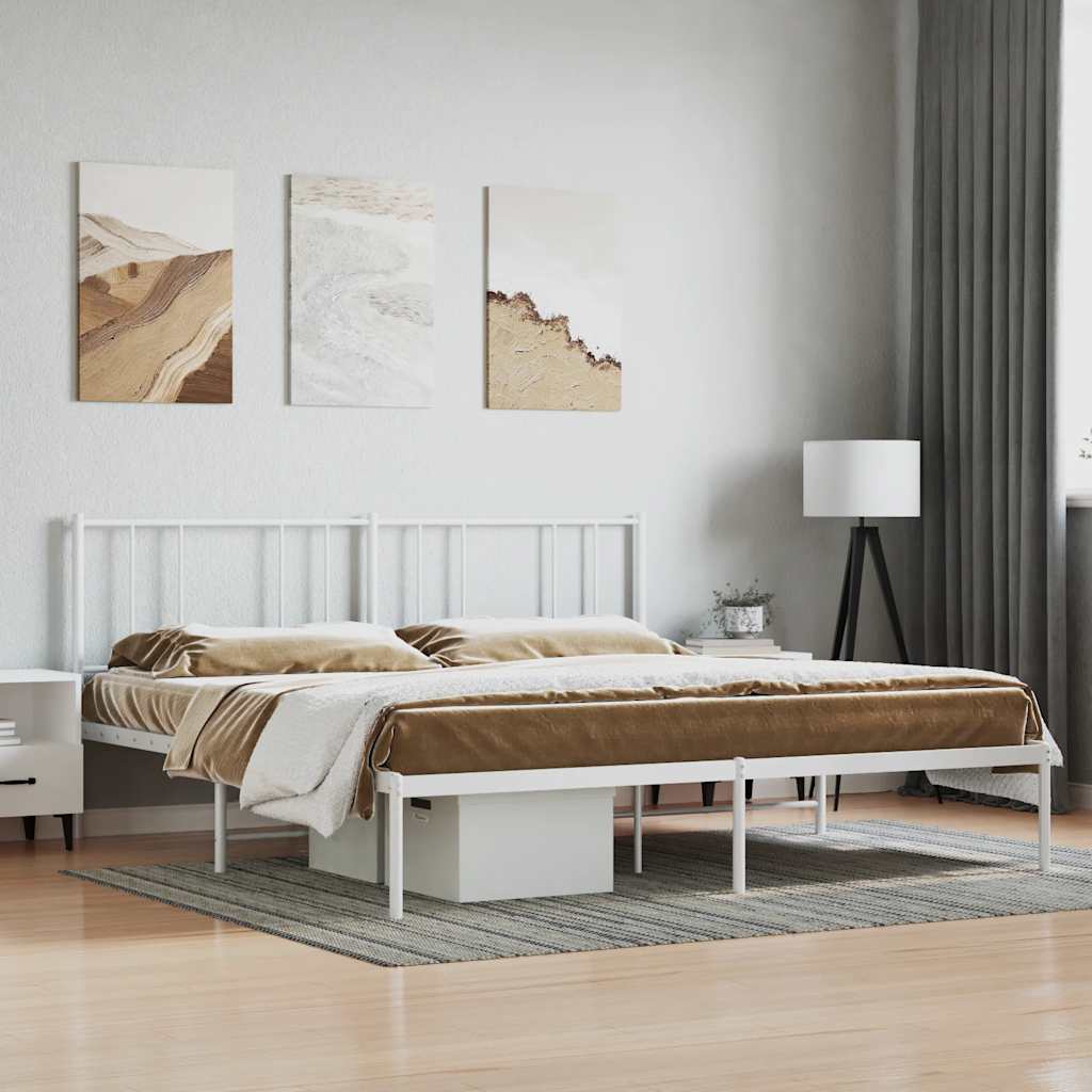 Vidaxl bedframe met hoofdbord metaal wit 180x200 cm