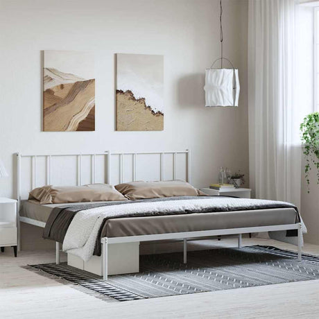 Vidaxl bedframe met hoofdbord metaal wit 183x213 cm