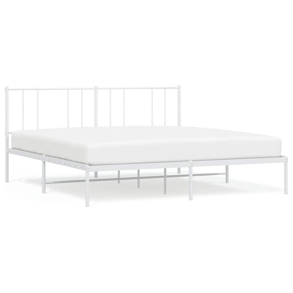 Vidaxl bedframe met hoofdbord metaal wit 193x203 cm
