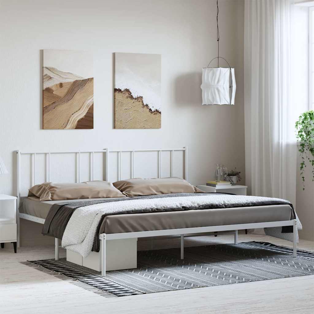 Vidaxl bedframe met hoofdbord metaal wit 193x203 cm