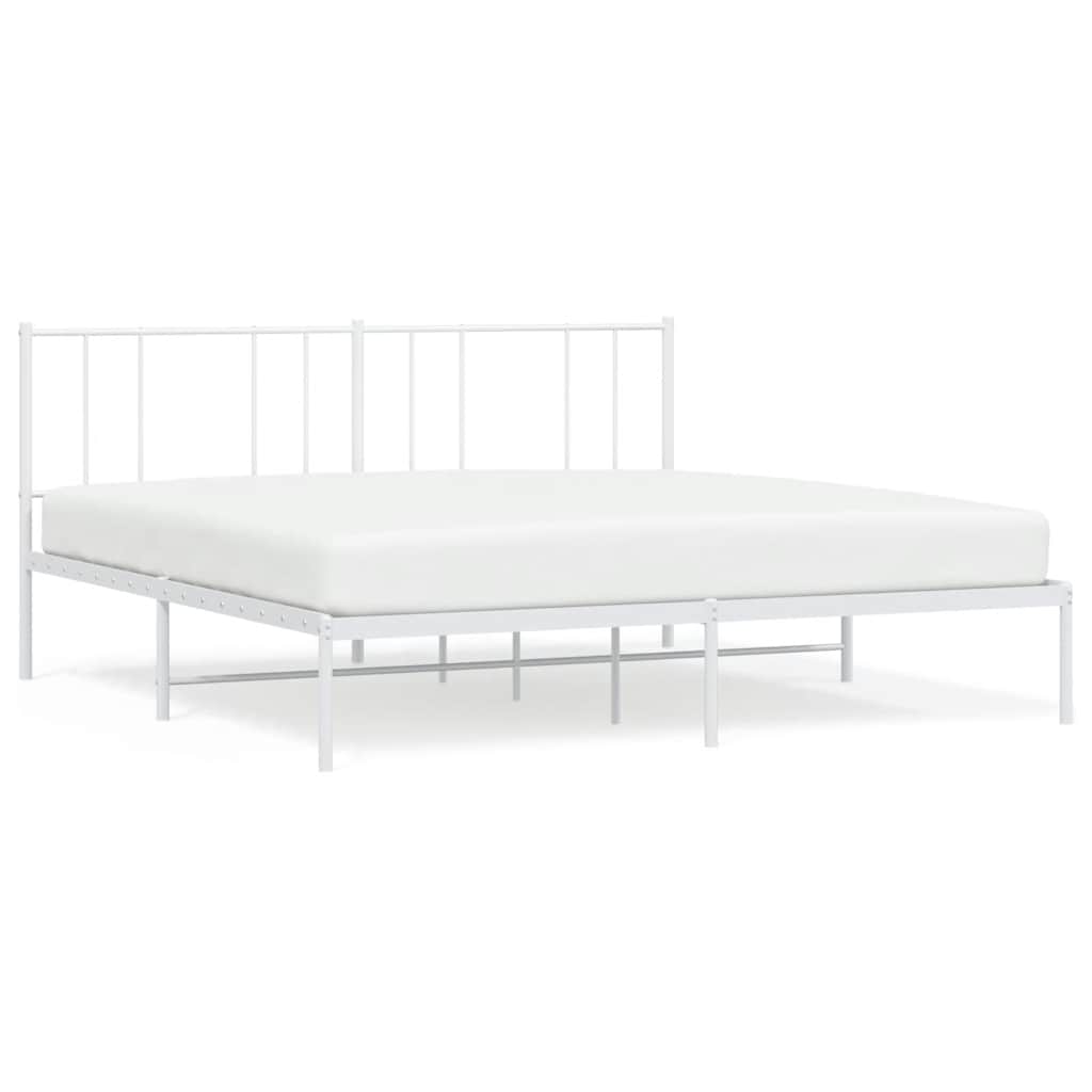 Vidaxl bedframe met hoofdbord metaal wit 200x200 cm