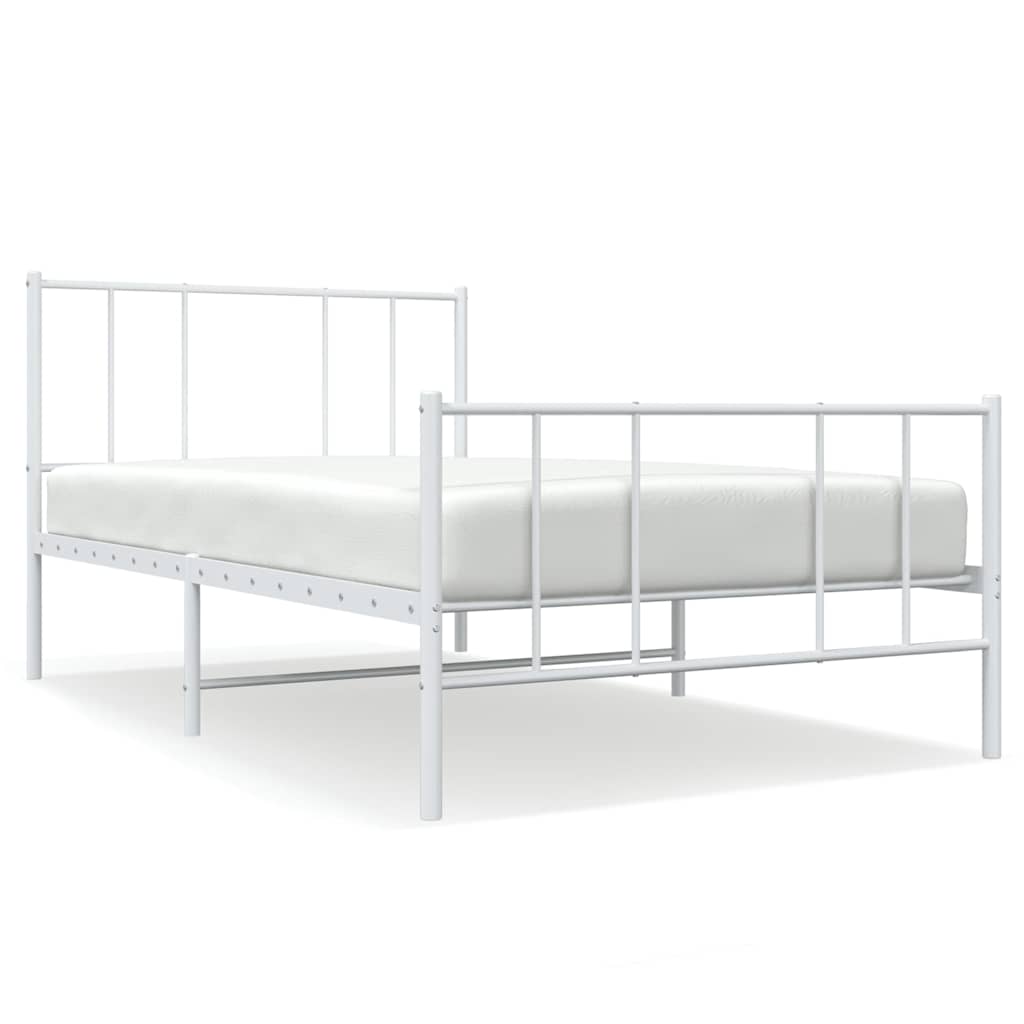 Vidaxl bedframe met hoofd- en voeteneinde metaal wit 100x190 cm