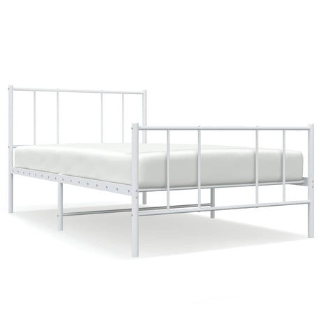 Vidaxl bedframe met hoofd- en voeteneinde metaal wit 100x200 cm