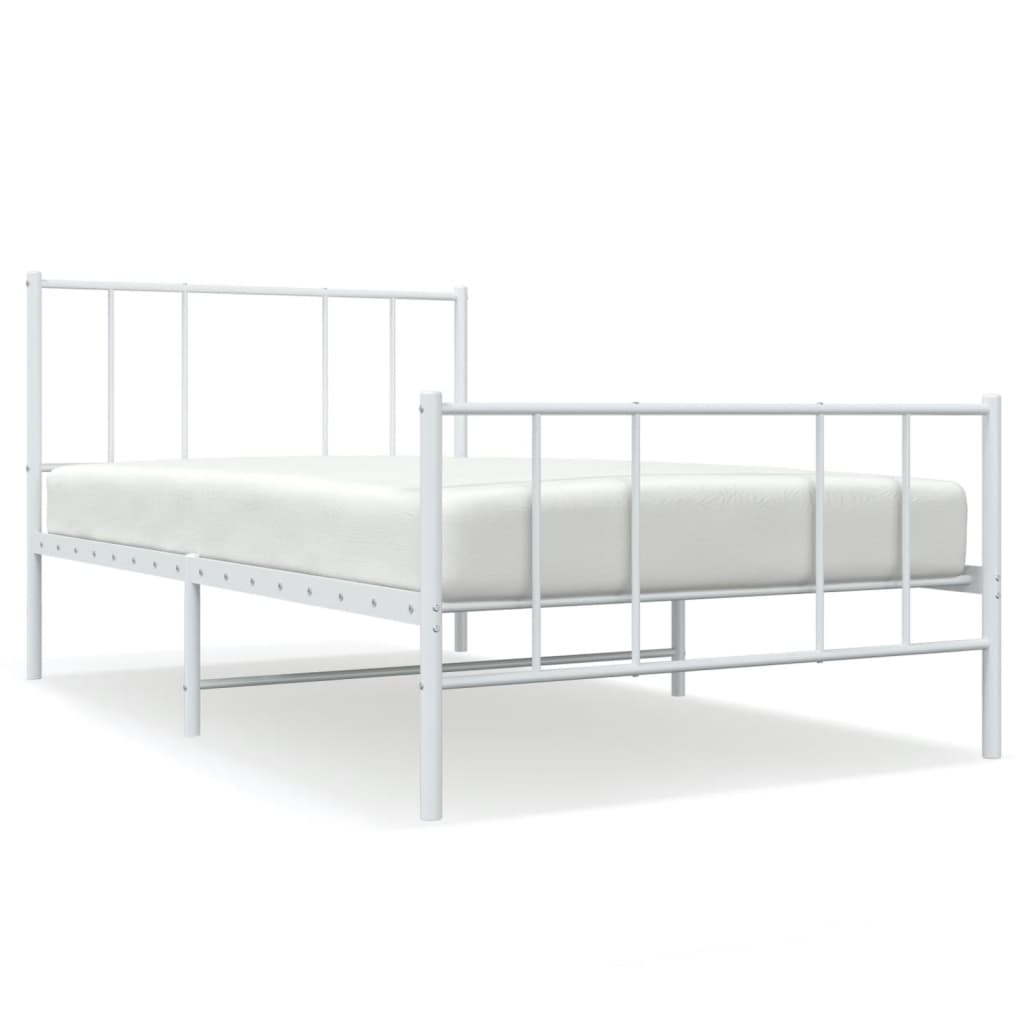 Vidaxl bedframe met hoofd- en voeteneinde metaal wit 107x203 cm