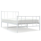 Vidaxl bedframe met hoofd- en voeteneinde metaal wit 107x203 cm