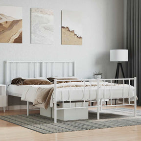 Vidaxl bedframe met hoofd- en voeteneinde metaal wit 120x200 cm