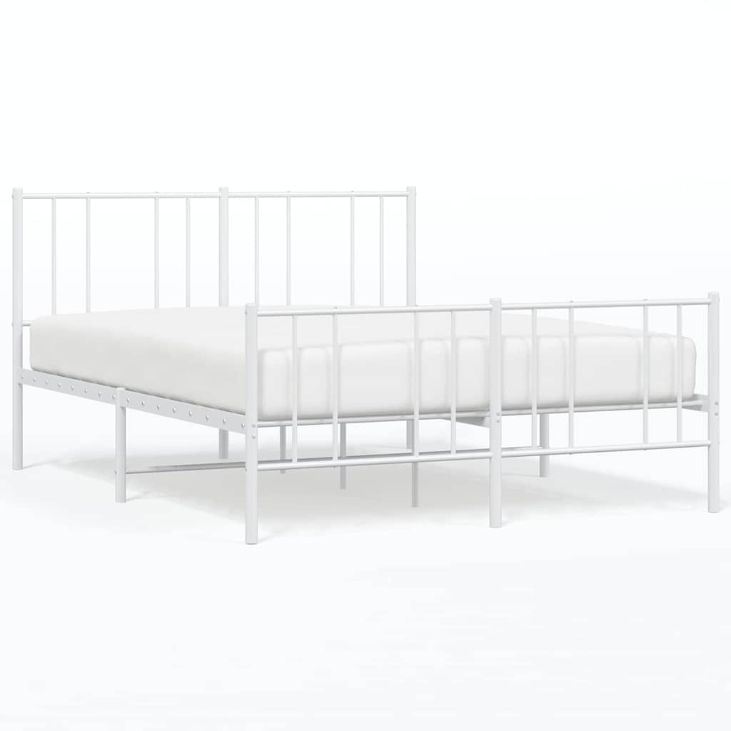 Vidaxl bedframe met hoofd- en voeteneinde metaal wit 135x190 cm