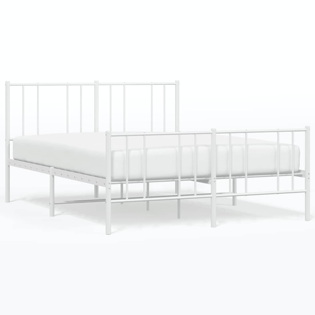 Vidaxl bedframe met hoofd- en voeteneinde metaal wit 160x200 cm
