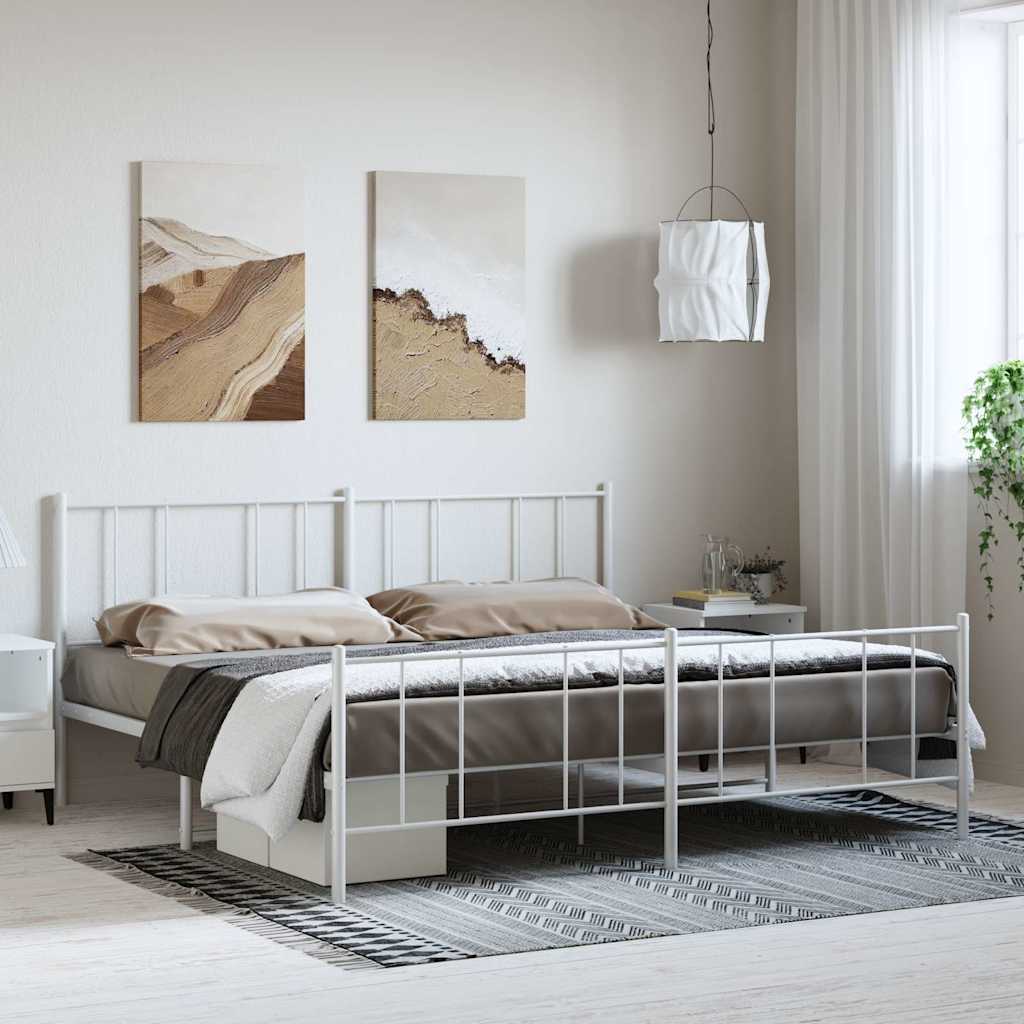 Vidaxl bedframe met hoofd- en voeteneinde metaal wit 183x213 cm