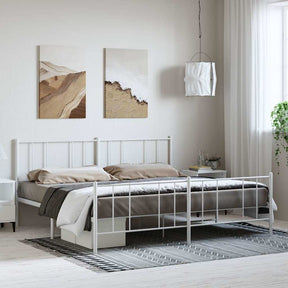 Vidaxl bedframe met hoofd- en voeteneinde metaal wit 183x213 cm