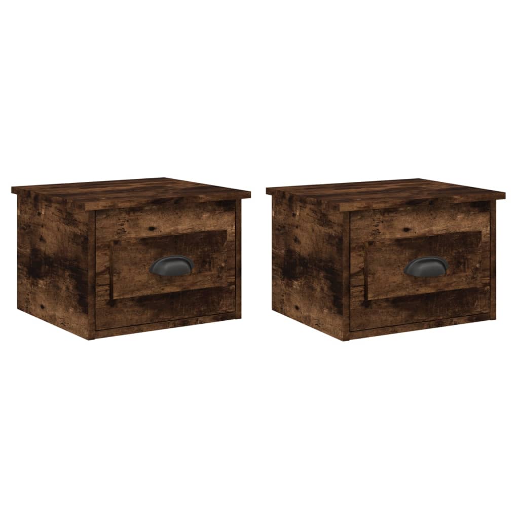 Vidaxl nachtkastjes 2 st wandgemonteerd 41,5x36x28 cm gerookt eiken