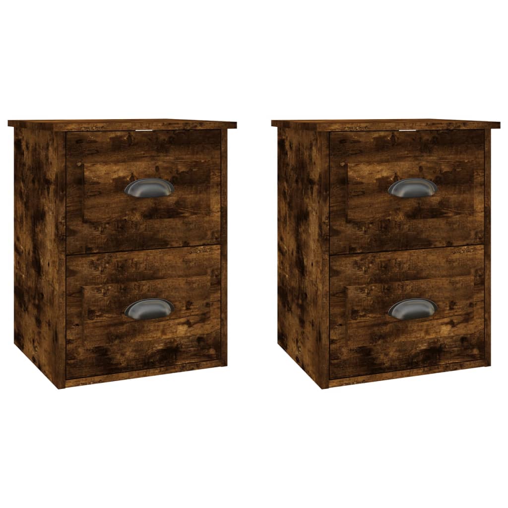 Vidaxl nachtkastjes 2 st wandgemonteerd 41,5x36x53 cm gerookt eiken