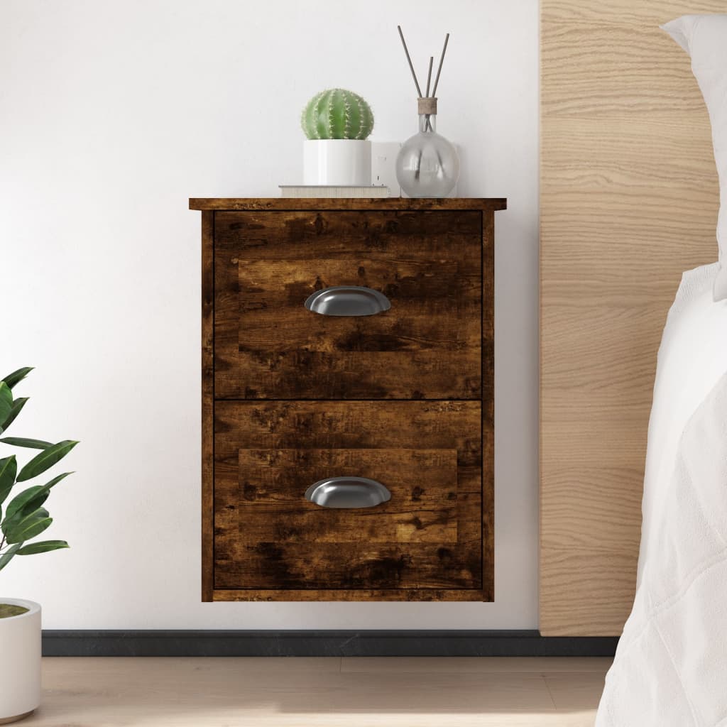 Vidaxl nachtkastjes 2 st wandgemonteerd 41,5x36x53 cm gerookt eiken